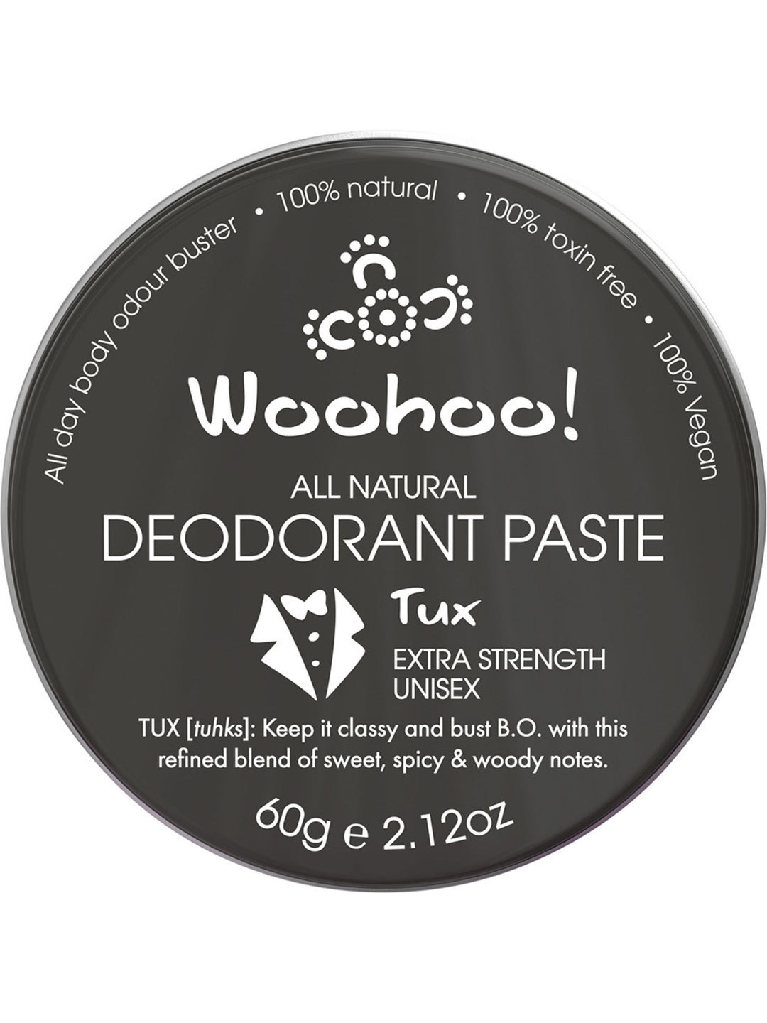 Woohoo All Natural Deodorant Paste (Tux)